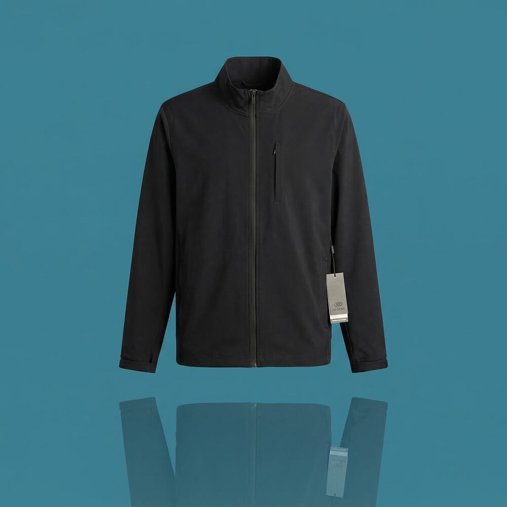 NWT LEG3ND Men’s Medium Black Performance Full-Zip Jacket Four-Way Stretch